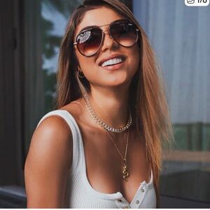 Quay All in Polarized Black Aviator Sunglasses with soft shell case